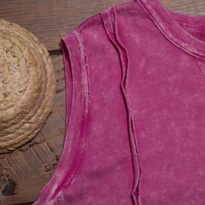 Magenta Mineral Wash Open Shoulder Top by J.Her | Casual Cutout Boutique Top
