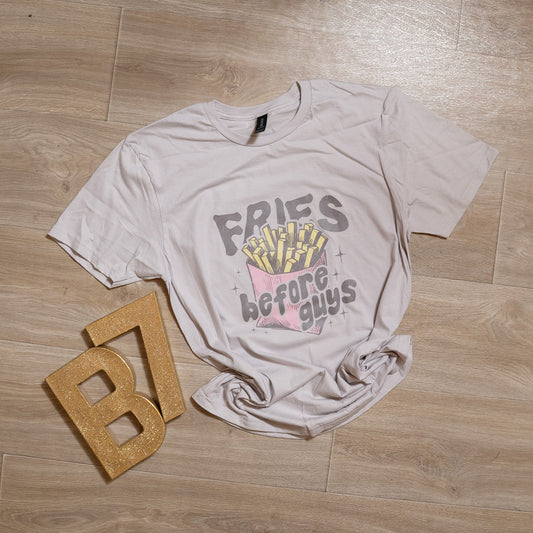 Fries Before Guys Graphic Tee – Funny Foodie Shirt, Retro Style French Fry T-Shirt