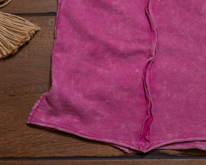Magenta Mineral Wash Open Shoulder Top by J.Her | Casual Cutout Boutique Top