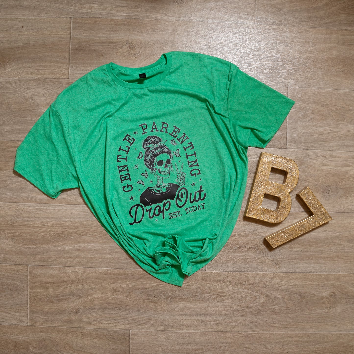 Gentle Parenting Dropout Graphic Tee – Funny Mom Shirt, Skull Messy Bun T-Shirt