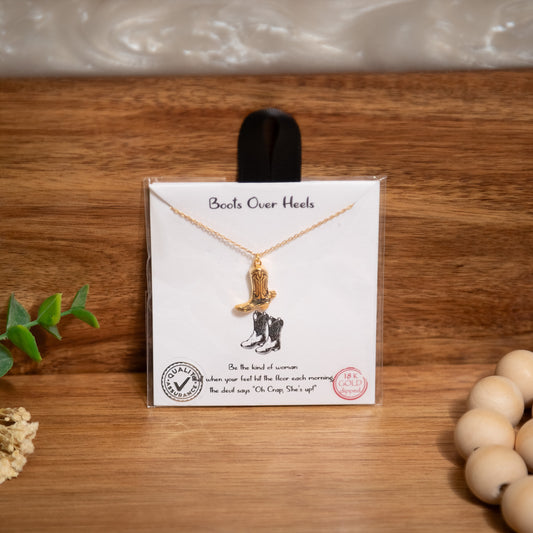 Boots Over Heels Cowboy Boot Necklace – 18K Gold Dipped