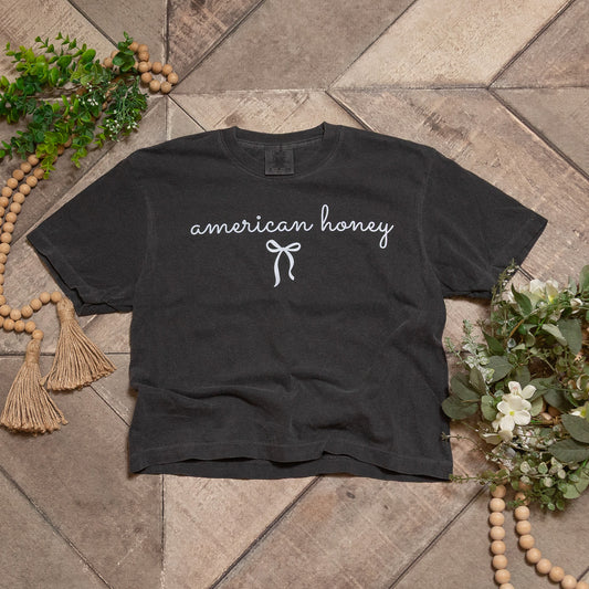 American Honey Bow Cropped Tee | Mineral Wash Graphic Shirt