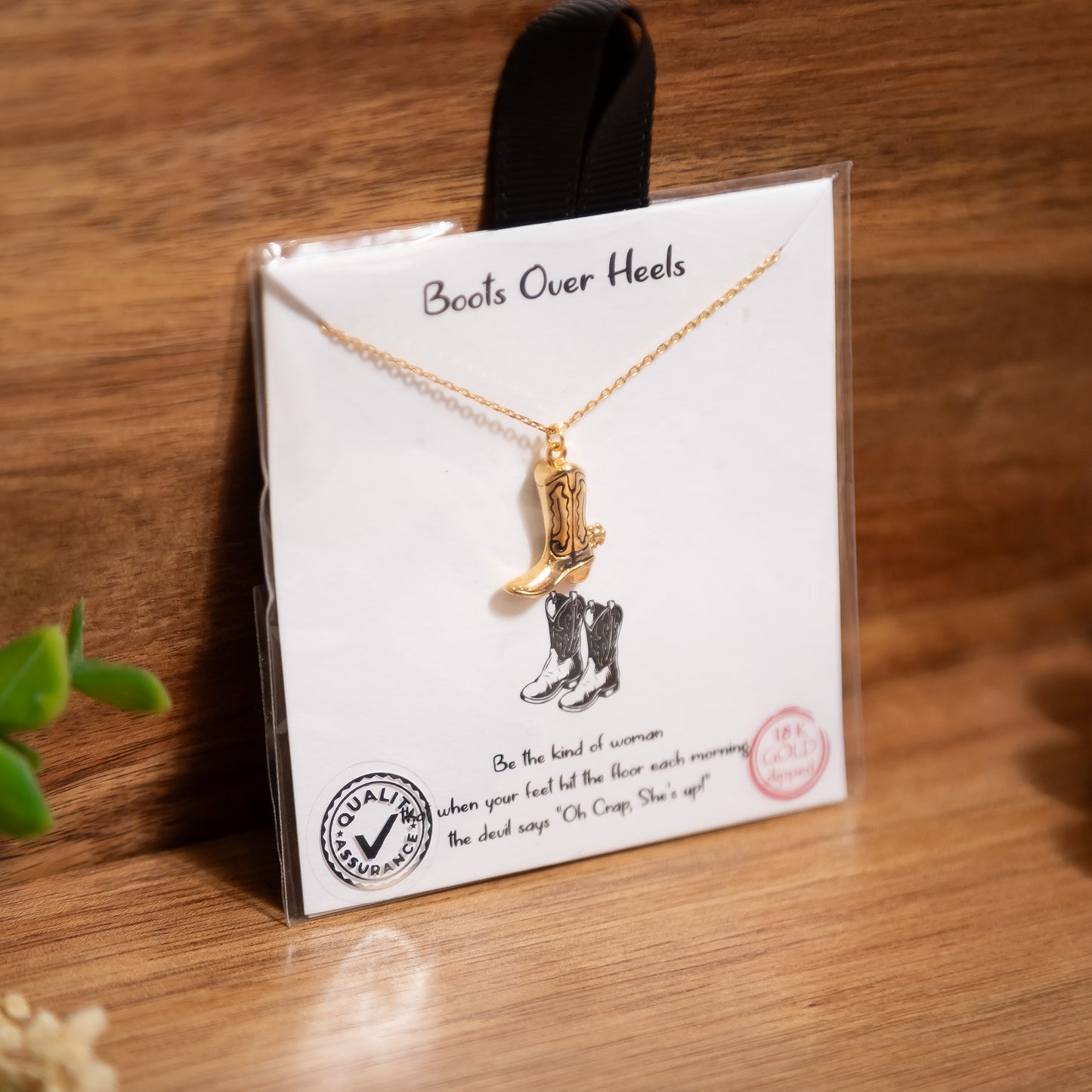 Boots Over Heels Cowboy Boot Necklace – 18K Gold Dipped