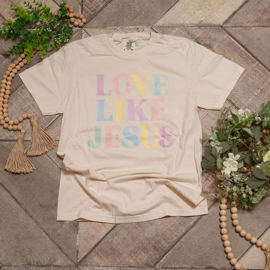 Love Like Jesus Graphic Tee | Pastel Christian Shirt