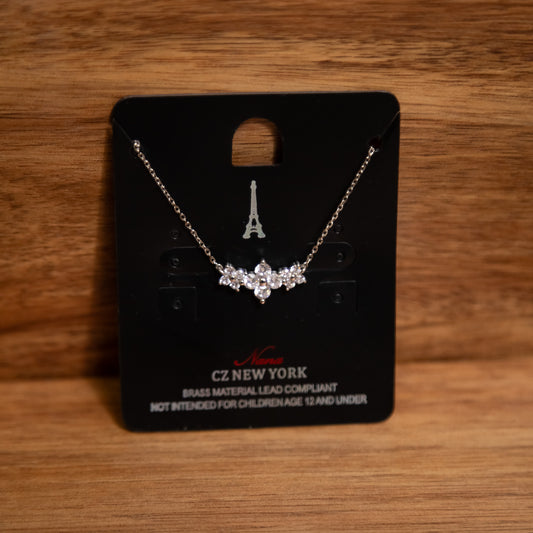Parisian Sparkle Cluster Necklace – Silver with Cubic Zirconia