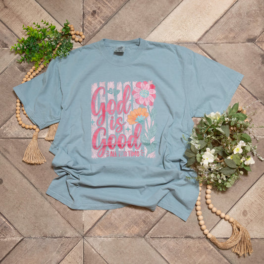 God Is Good Graphic Tee | Sage Green Comfort Colors Christian Shirt