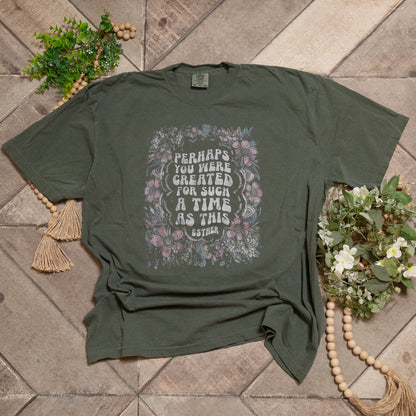Created for Such a Time as This Graphic Tee | Esther Floral Comfort Colors Shirt