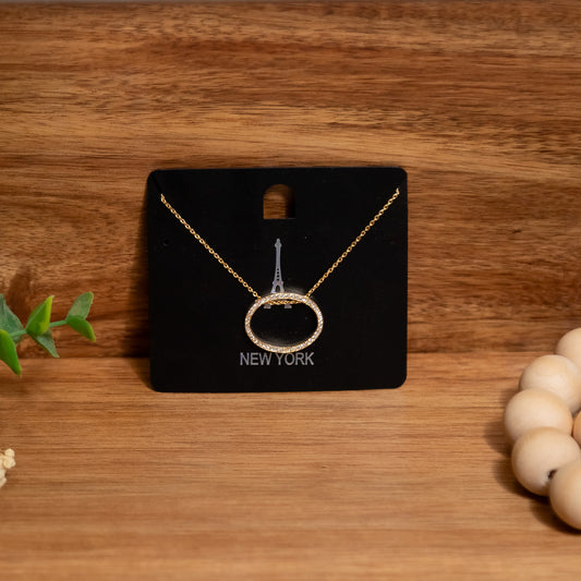 Eternal Glow Circle Pendant Necklace – Gold with Cubic Zirconia
