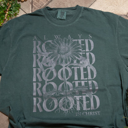 Always Rooted in Christ Graphic Tee | Sunflower Christian Comfort Colors Shirt