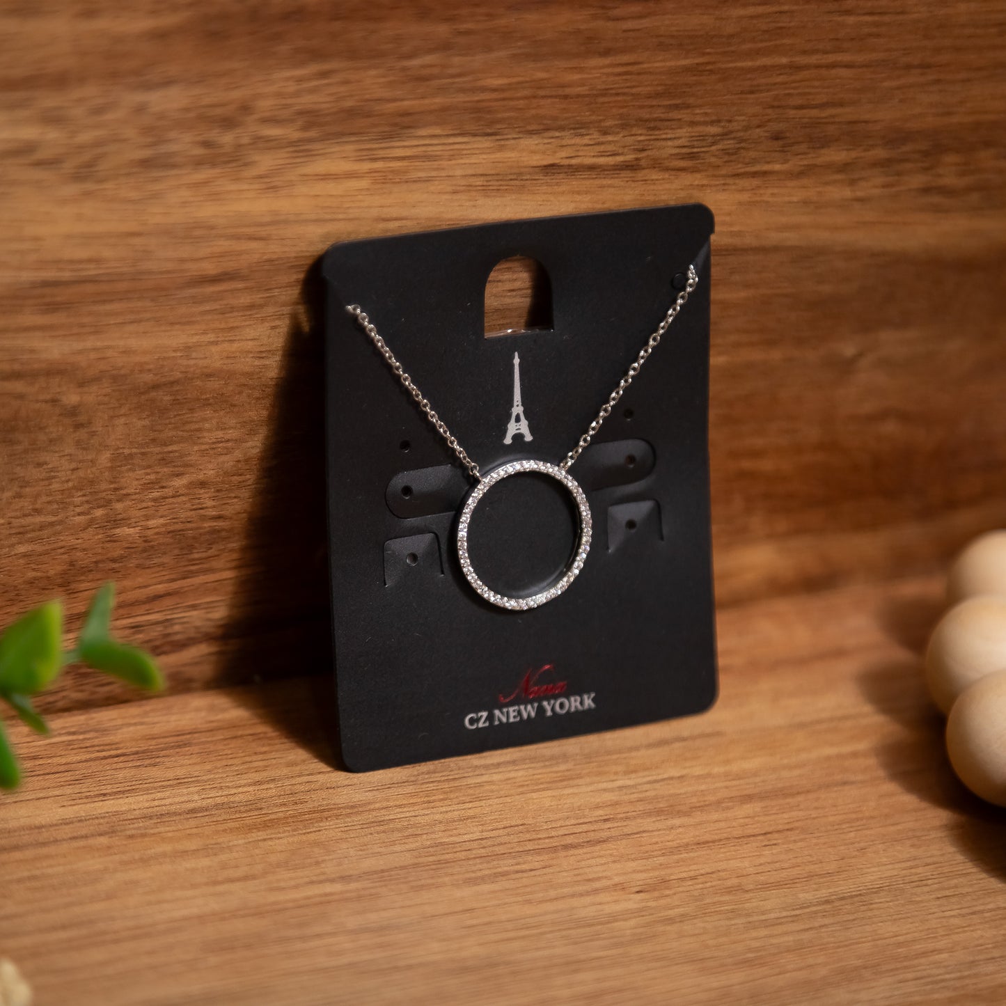 Eternal Glow Circle Pendant Necklace – Silver with Cubic Zirconia