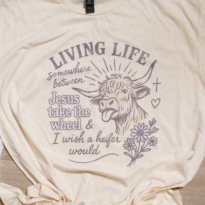 Funny faith-based western cowgirl shirt with cross and flowers
