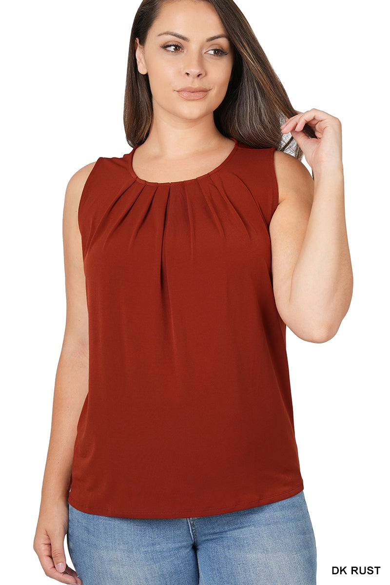 Zenana Tank Top with a Ruffle Neck