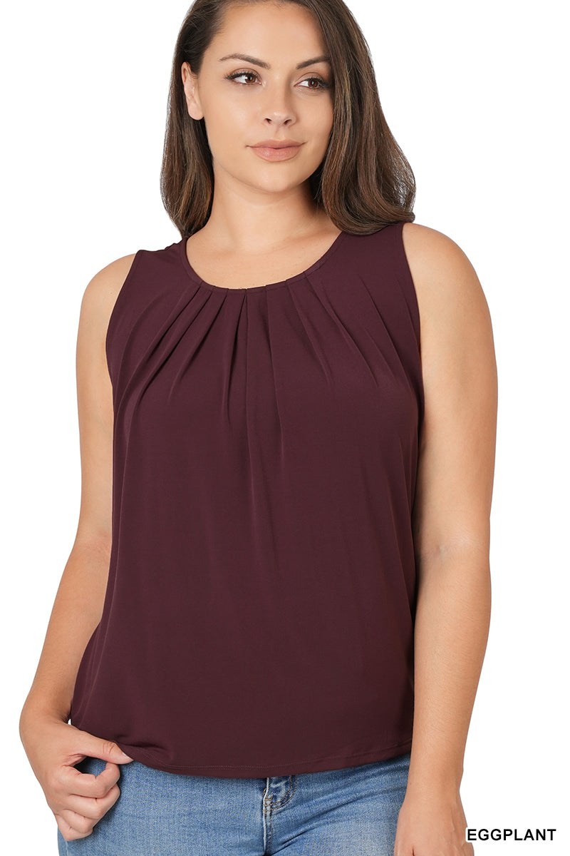 Zenana Tank Top with a Ruffle Neck