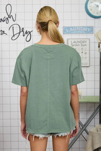 Laid Back Luxe Acid Wash Tee – V Neck Relaxed Fit Cotton Top