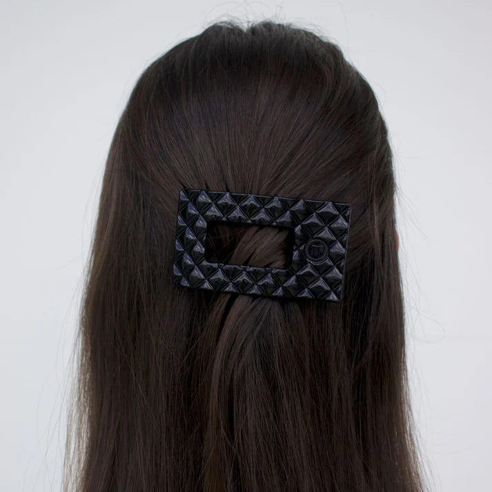 TELETIES Small Flat Rectangle Hair Clip – Strong Hold, No Snag