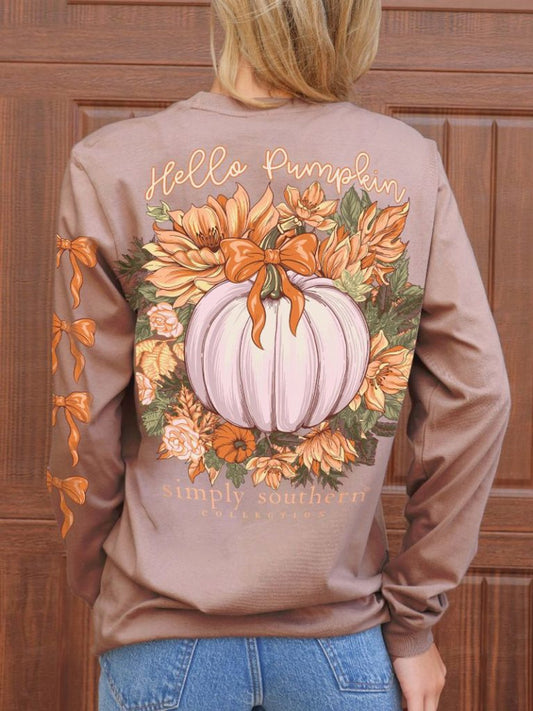 Hello Pumpkin Simply Southern Long Sleeve T-shirt