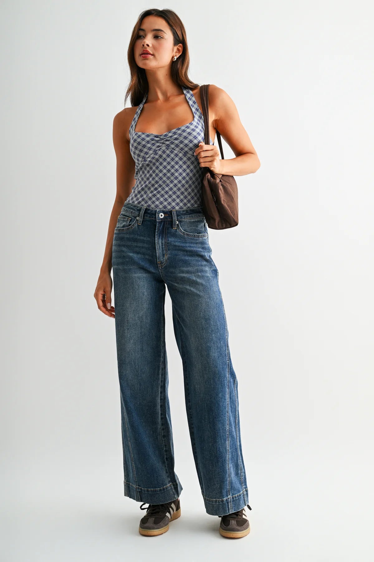 Mica High-Rise Panel Wide Leg Jeans | Dark Wash Trouser Denim