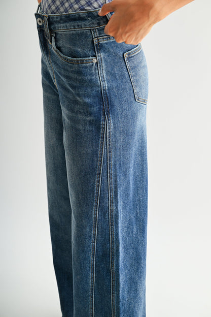 Mica High-Rise Panel Wide Leg Jeans | Dark Wash Trouser Denim