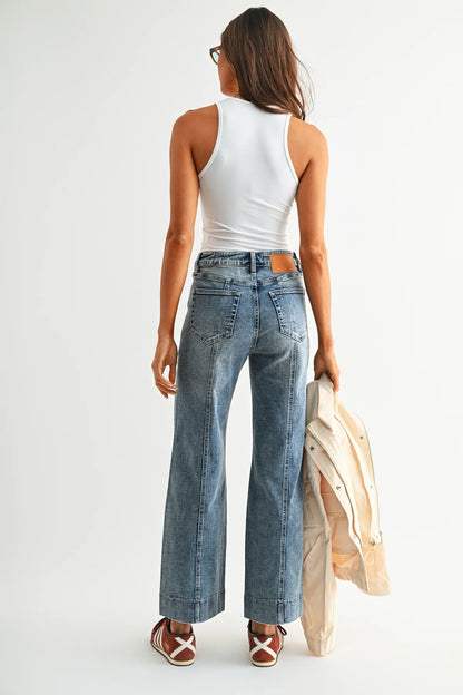 Mica Seamline Trouser Jeans | High-Rise Wide Ankle Denim