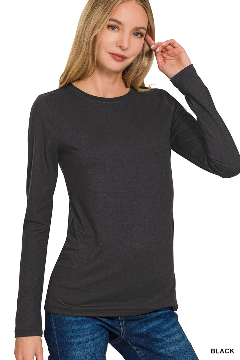 Buttery Brushed Microfiber Long Sleeve Tee | Zenana Layering Top