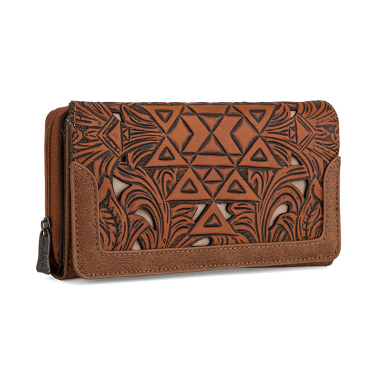 Brown Trinity Ranch Floral Aztec Wallet