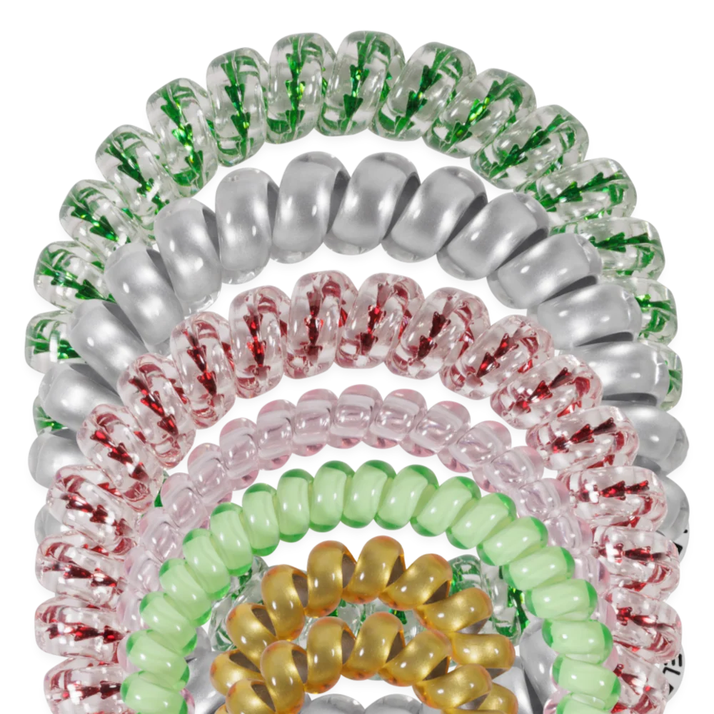 TELETIES Holiday Hair Tie Ornament | Christmas Spiral Hair Tie Gift Set