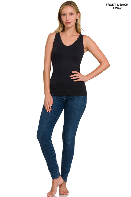 ZENANA FRONT & BACK 2-WAY V-NECK / U-NECK SEAMLESS TANK