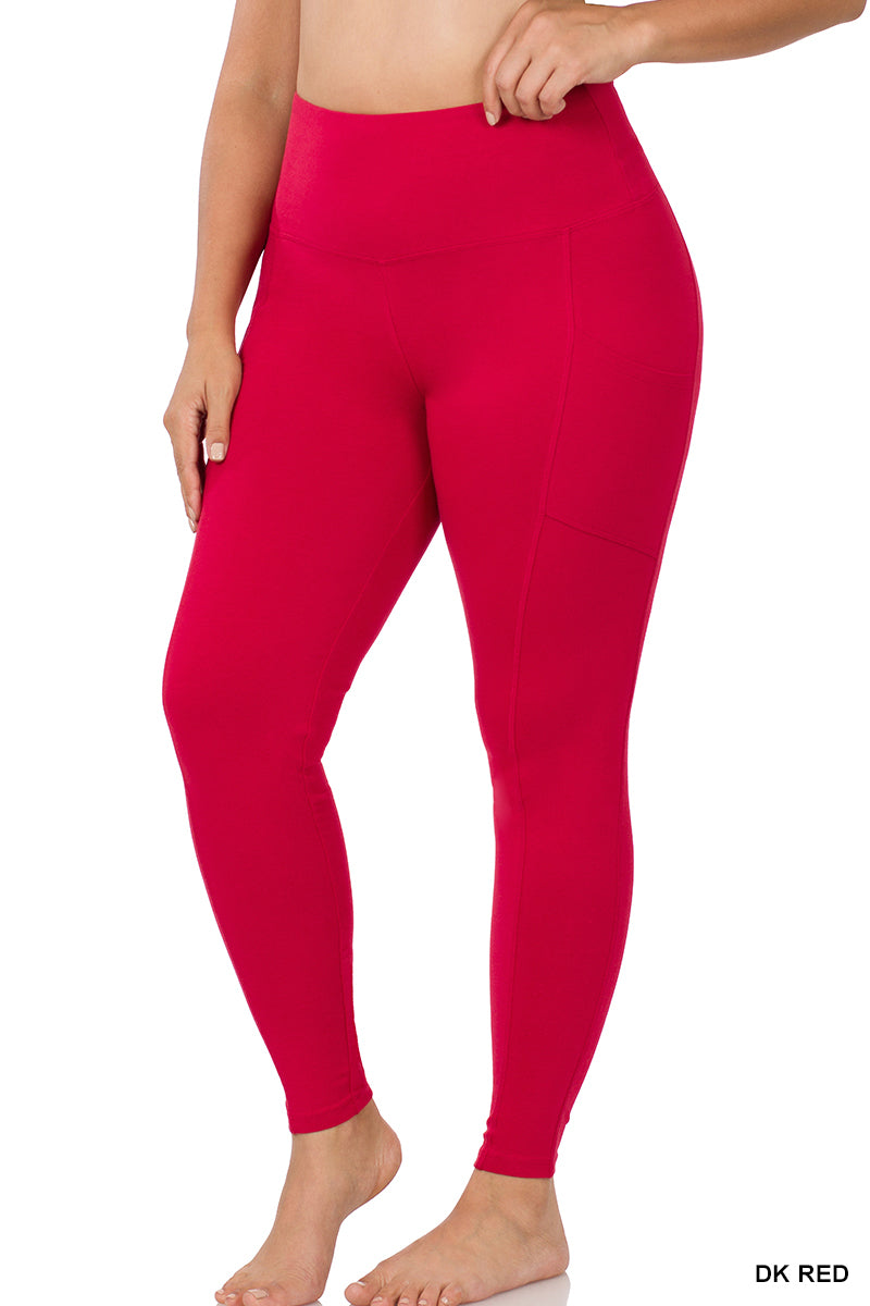 PLUS BETTER COTTON WIDE WAISTBAND POCKET LEGGINGS