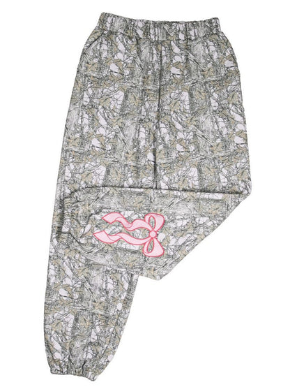 “Camo & Bow Lounge Jogger” – Playful Camo Sweatpants with Feminine Bow Detail by Simply southern