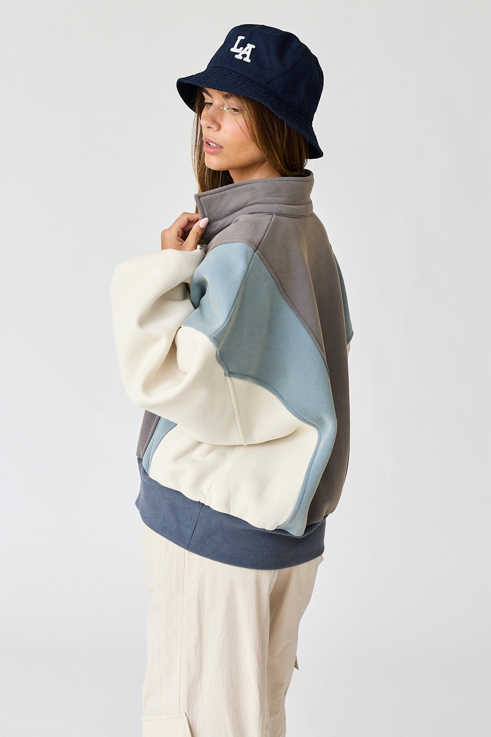 Emma Regular Length Oversized Washed Colorblock Sweatshirt Papermoon