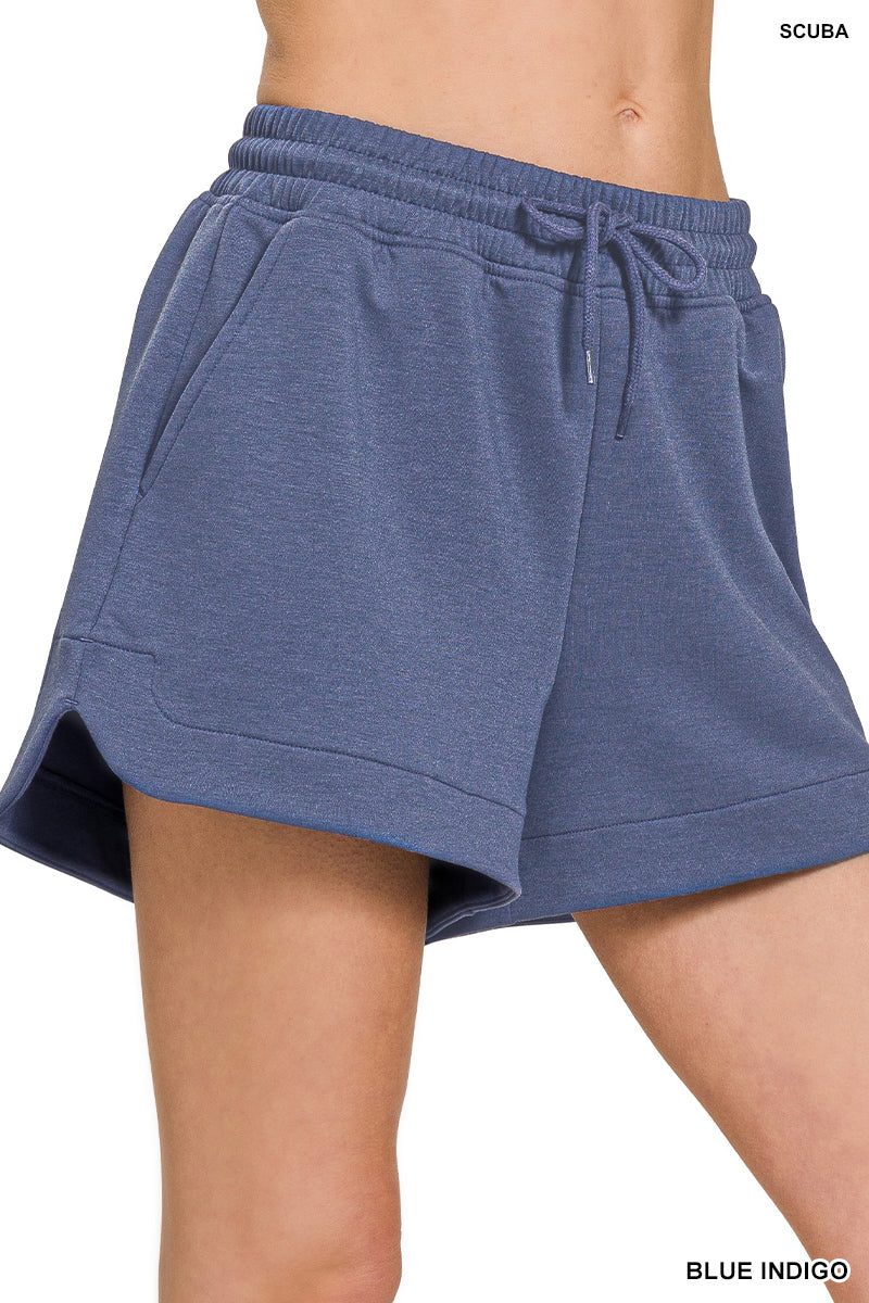 SCUBA ELASTIC WAISTBAND SHORTS WITH POCKET by ZENANA