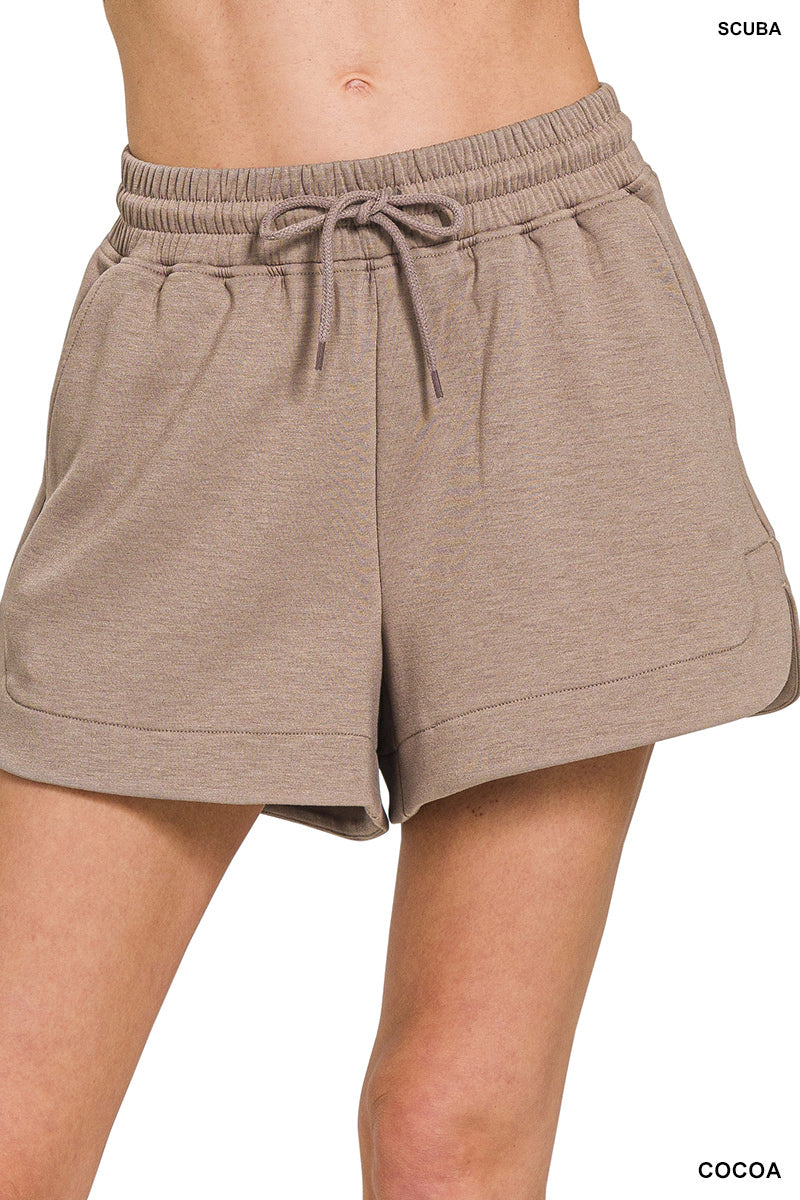 SCUBA ELASTIC WAISTBAND SHORTS WITH POCKET by ZENANA