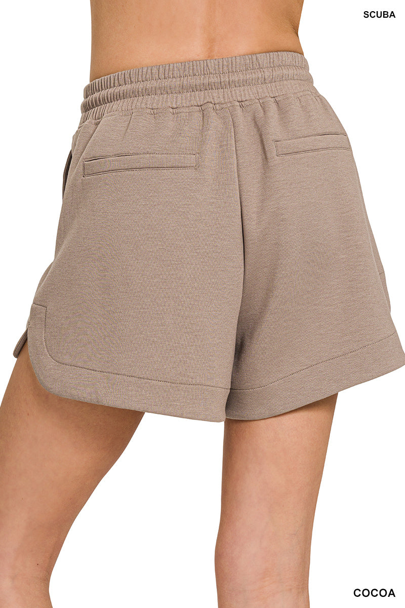 SCUBA ELASTIC WAISTBAND SHORTS WITH POCKET by ZENANA