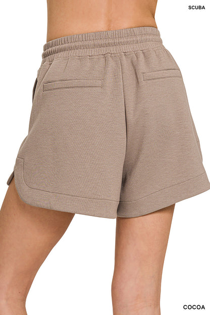 SCUBA ELASTIC WAISTBAND SHORTS WITH POCKET by ZENANA