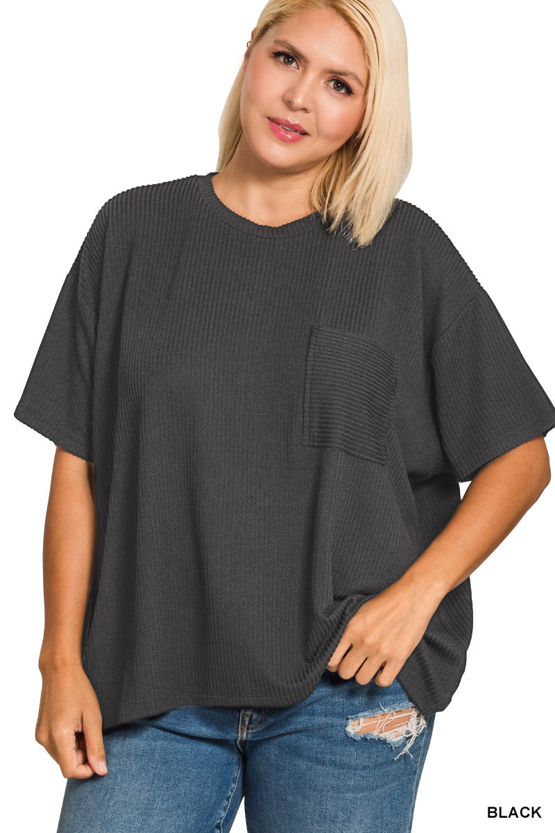Cloud Nine Ribbed Pocket Tee – Plus