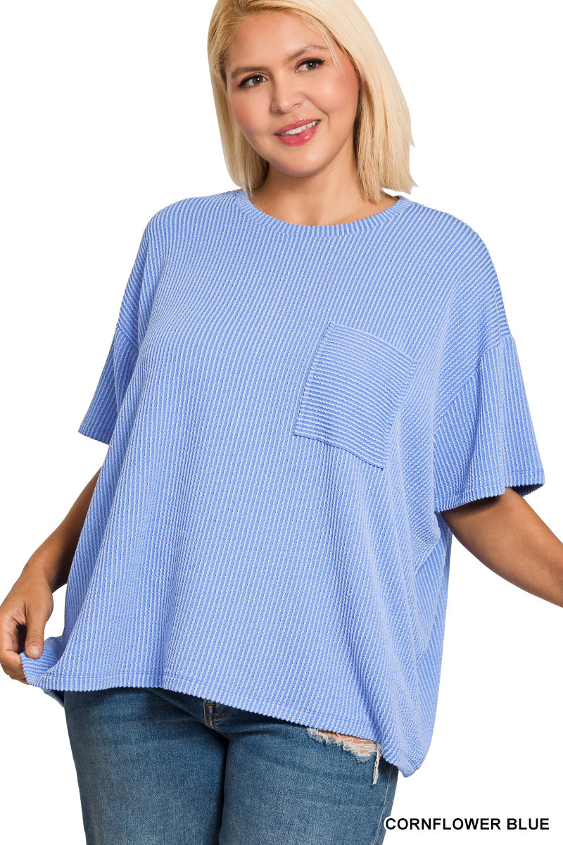 Cloud Nine Ribbed Pocket Tee – Plus