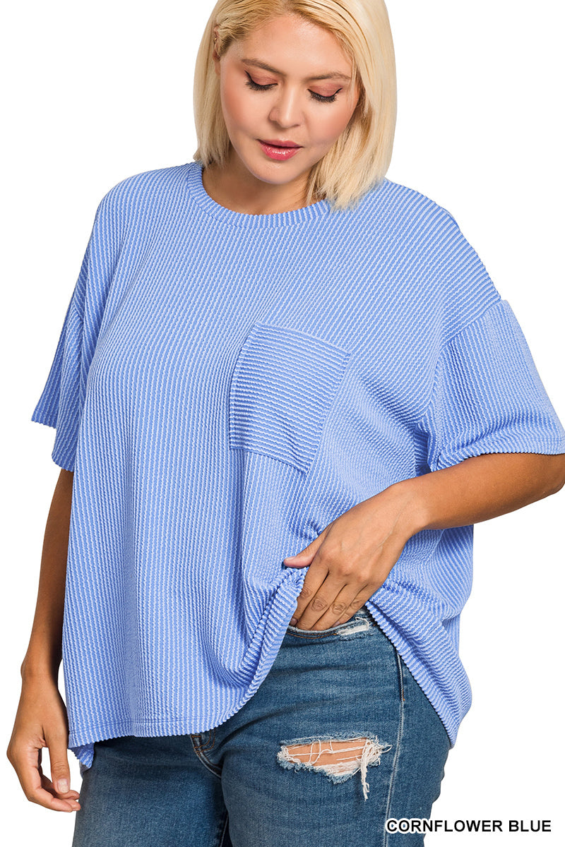 Cloud Nine Ribbed Pocket Tee – Plus