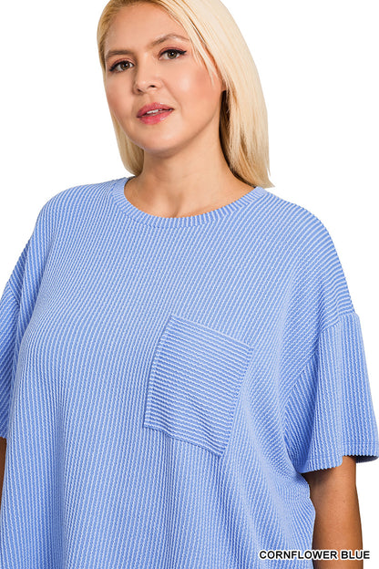 Cloud Nine Ribbed Pocket Tee – Plus