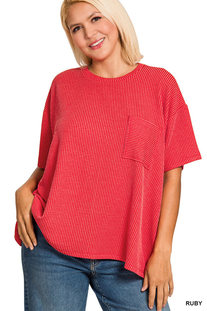 Cloud Nine Ribbed Pocket Tee – Plus
