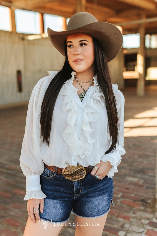 Dark Wash High Rise Frayed Hem Denim Shorts – 4.5” Inseam by Lucky & Blessed