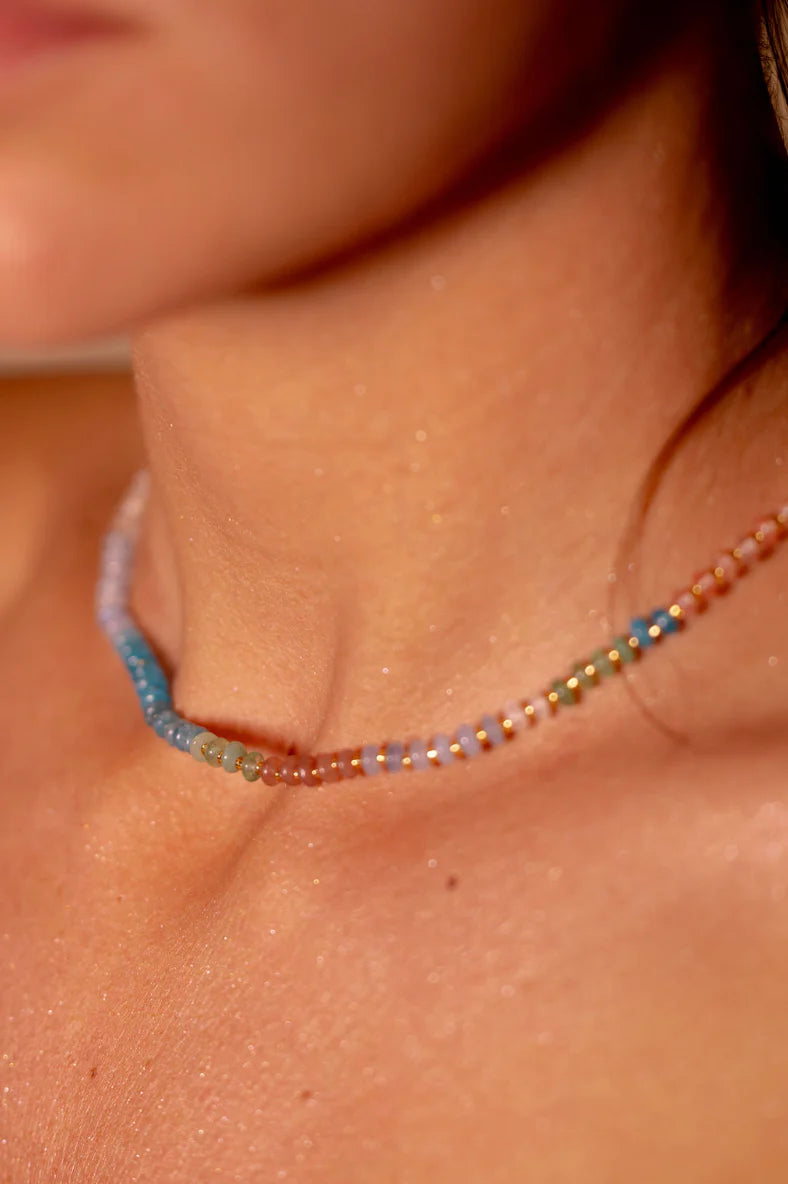 Color Blocker Necklace | Adjustable Genuine Stone Beaded Necklace