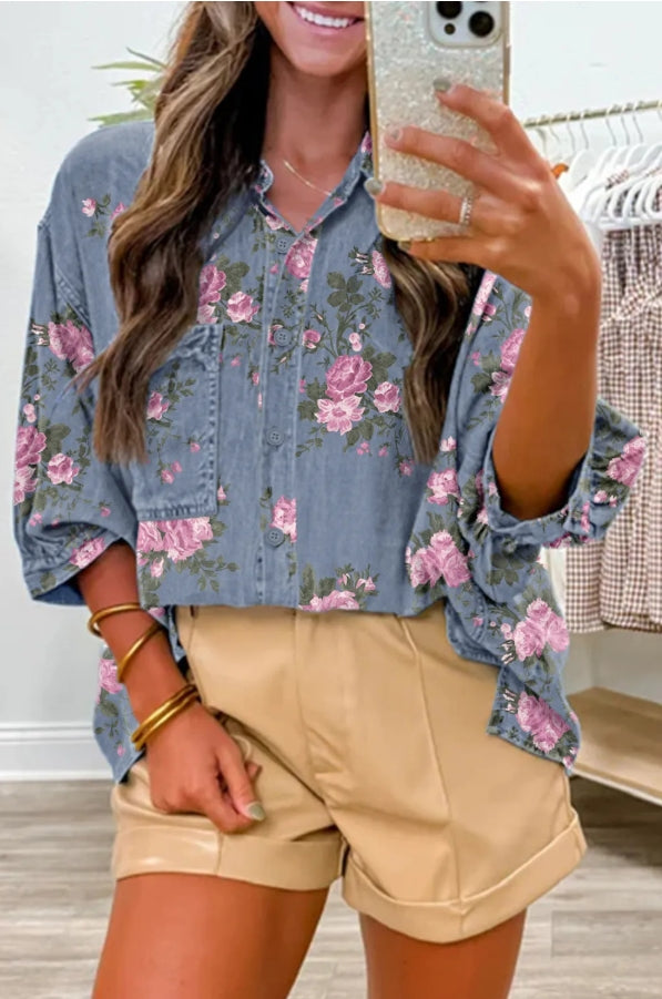 Bluebell Bloom Floral Babydoll Top