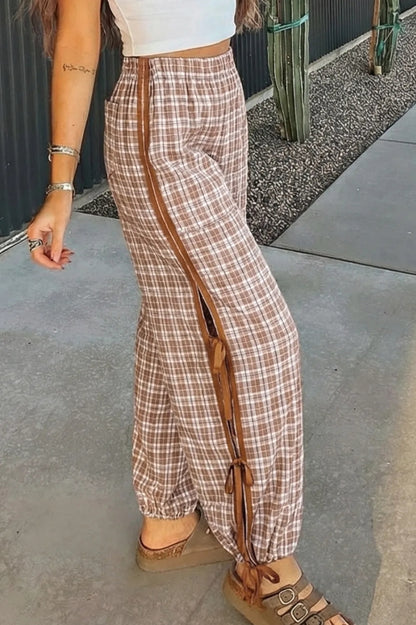 Desert Trails Plaid Wide Leg Pants