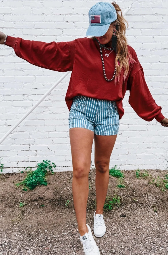 ~PREORDER ~ Red Twist Back Drop Shoulder Sweatshirt ~PREORDER ~