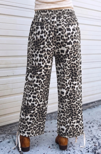 ~PREORDER ~ Black Leopard Drawstring Jogger Jeans ~PREORDER ~