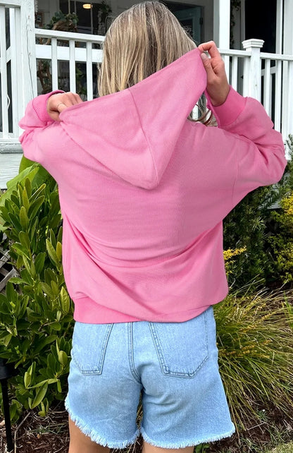 ~PREORDER ~ Sachet Pink Ribbed Zip-Up Hooded Jacket ~PREORDER ~