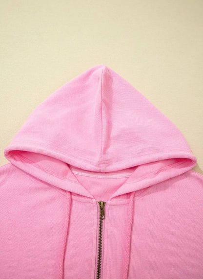 ~PREORDER ~ Sachet Pink Ribbed Zip-Up Hooded Jacket ~PREORDER ~