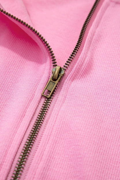 ~PREORDER ~ Sachet Pink Ribbed Zip-Up Hooded Jacket ~PREORDER ~