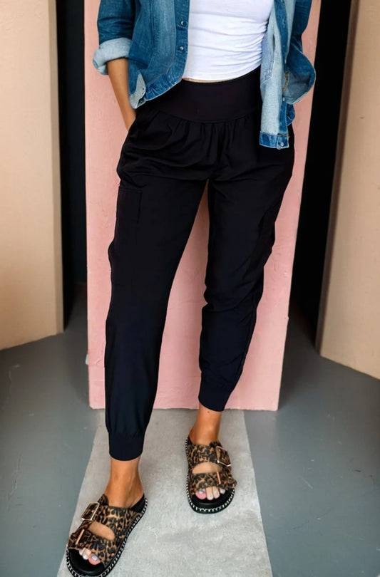 ~PREORDER ~ Black High Waist Cargo Jogger Pants ~PREORDER ~