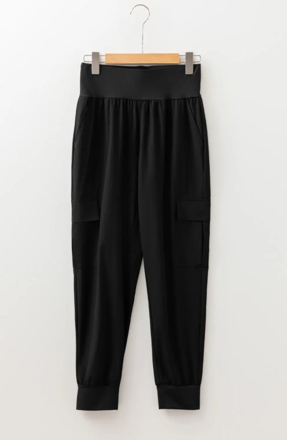 ~PREORDER ~ Black High Waist Cargo Jogger Pants ~PREORDER ~